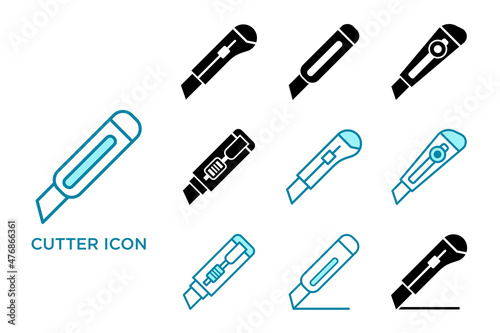 cutter knife icon set vector design template photo