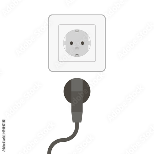 Disconnect plug out Socket, limitation electricity from outlet for safe. Electrical energy end, outlet electricity. Voltage 220 volts. Vector illustration