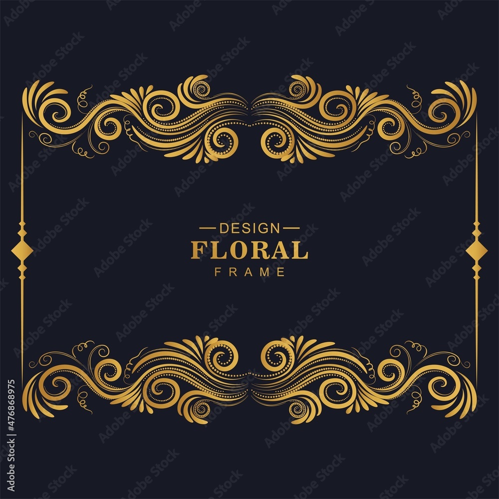 Golden floral artistic frame design