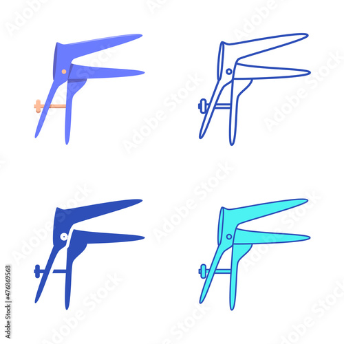 Vaginal speculum icon set in flat and line style photo