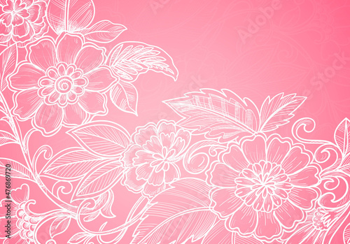 Abstract decorative pink floral card design