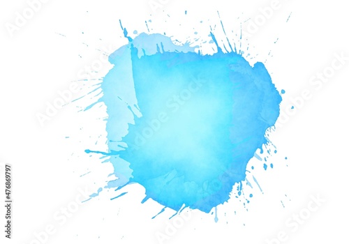 Hand drawn blue soft watercolor splash design