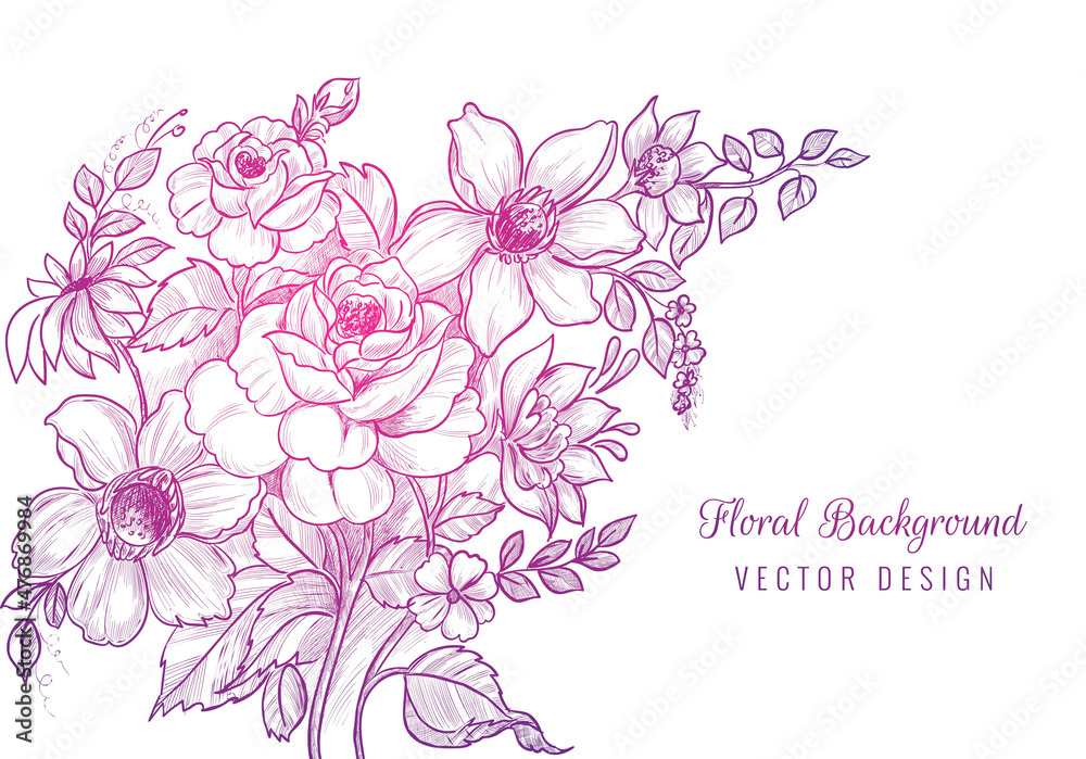 Hand drawn decorative sketch floral background Hand drawn decorative sketch floral background