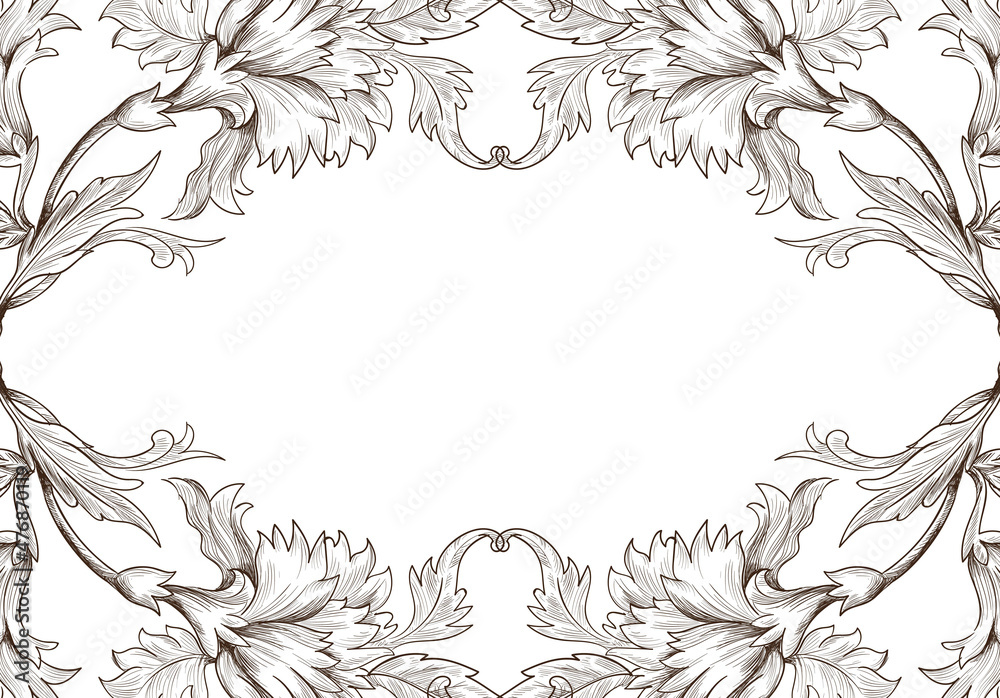 Artistic decorative sketch floral frame background Artistic decorative sketch floral frame background