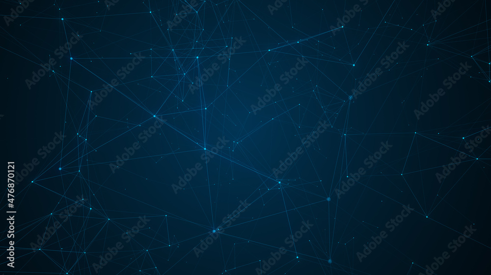 Digital plexus of lines and dots background. Connected polygons plexus abstract background. 3d illustration