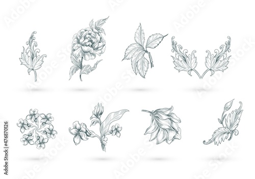 Abstract artistic floral set design