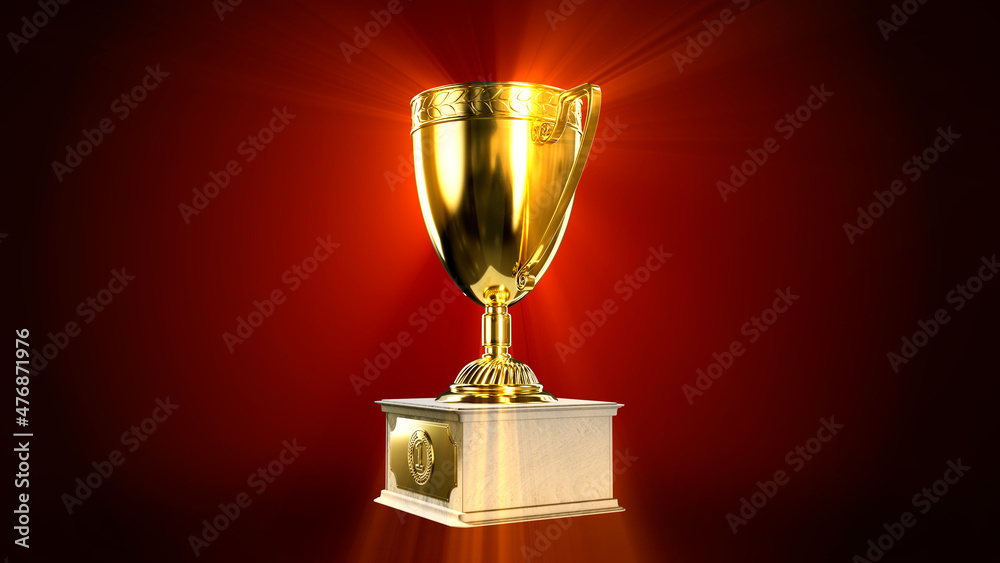 nice lighting gold 1st place prize chalice on pedestal - object 3D rendering nice lighting gold 1st place prize chalice on pedestal - object 3D rendering