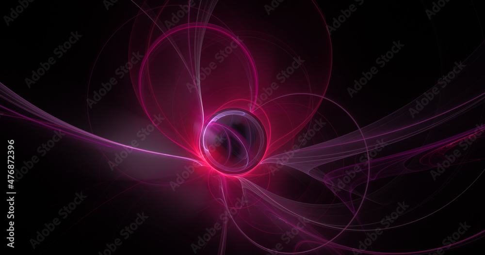 Abstract colorful pink and white fiery shapes on dark background. Fantastic glowing fractal shapes. Holiday wallpaper. Digital fractal art. 3d rendering.