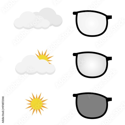 Illustration vector design of photochromic lens comparison.