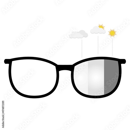 Illustration vector design of photochromic lens comparison.