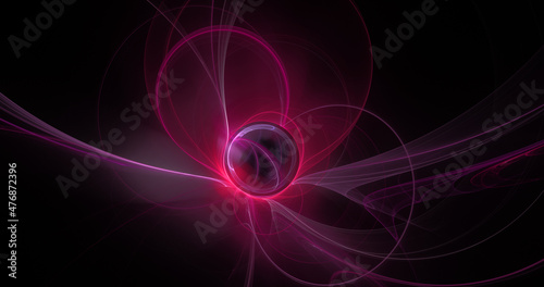 Abstract colorful pink and white fiery shapes on dark background. Fantastic glowing fractal shapes. Holiday wallpaper. Digital fractal art. 3d rendering.