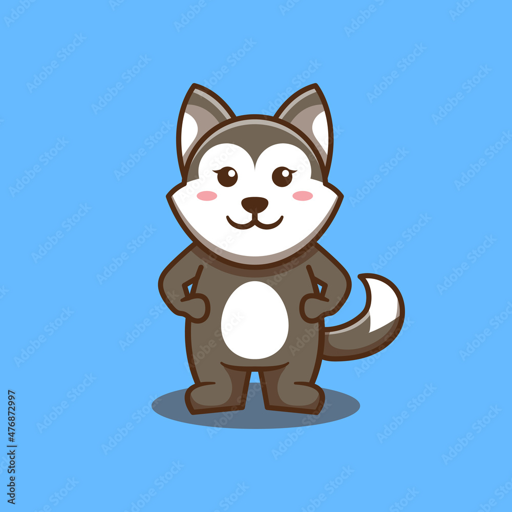 Cute Dog Mascot is Standing. Isolated Cute Animal Illustration Vector. Great For Stickers, Web Landing Pages And More.