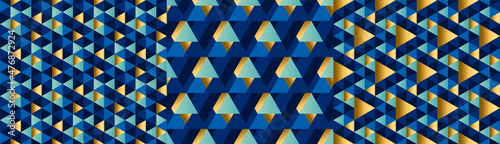 Bright blue and gold geomet...