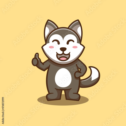 Cute Dog Mascot With Thumbs Up. Isolated Cute Animal Illustration Vector. Suitable For Stickers, Web Landing Pages And More.