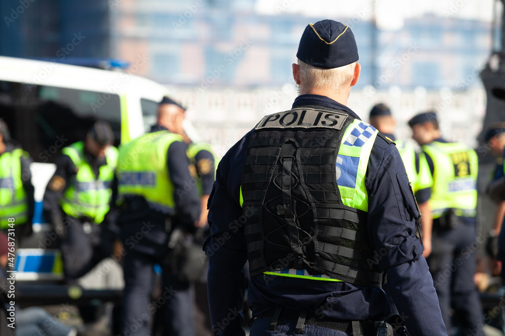 A Swedish policeman working A Swedish policeman working