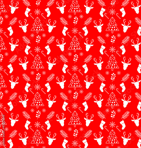 Beautiful  New Year and Christmas seamless  pattern with ornaments. Christmas wrapping paper concept. Ideal for postcards, poster, wallpaper, fabric
