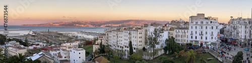 Panoramic View of Moroccan Coast, Tangier City, Morocco.04-12-2021.