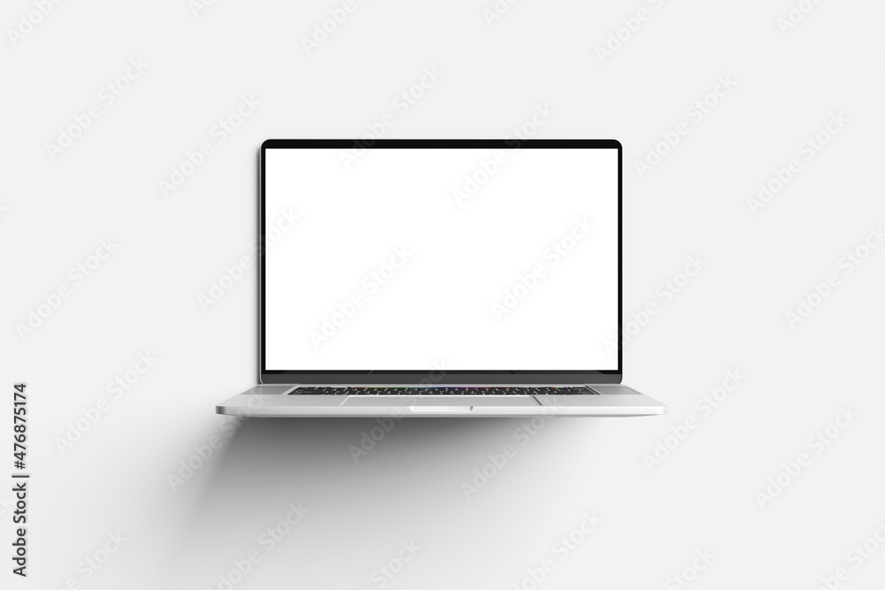 White screen laptop similar with macbook blank mockup to showcase your