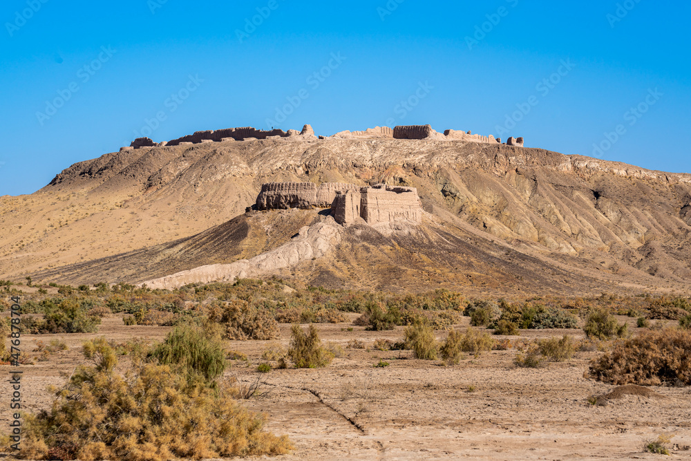 Uzbekistan, the ruins of the desert castel  Ayaz Qala. 