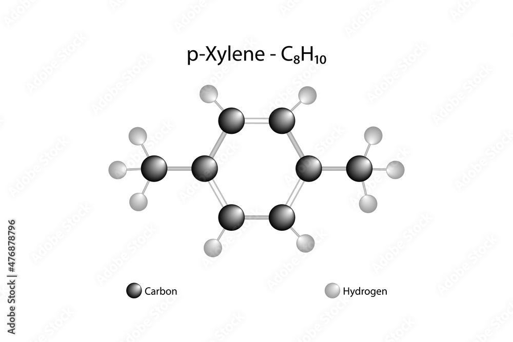 Molecular formula of p-xylene. p-xylene is an aromatic hydrocarbon. It is one of three isomers of dimethylbenzene, collectively known as xylenes. Molecular formula of p-xylene. p-xylene is an aromatic hydrocarbon. It is one of three isomers of dimethylbenzene, collectively known as xylenes.