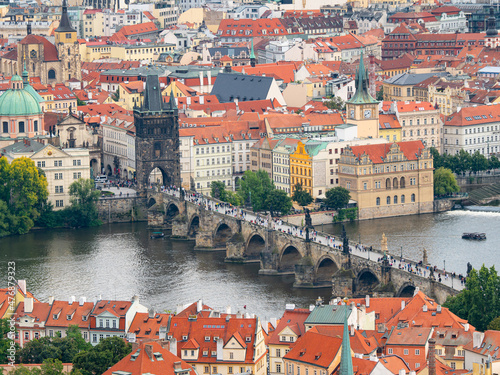 panoramic view of Prague. Czech republic. Travel and sights of city breaks. landmarks, travel guide and postcard.