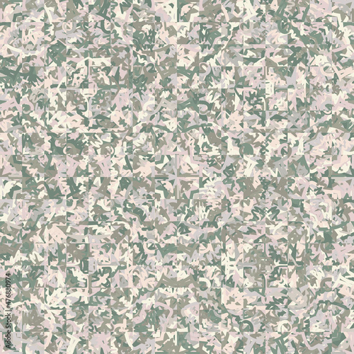 Seamless pattern. Checked camouflage. Beige, khaki and green.