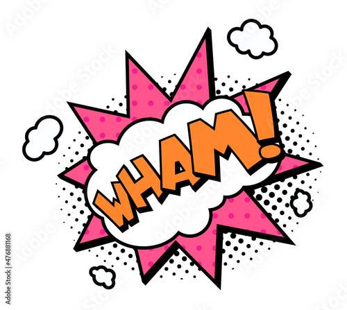 Wham sound of explosion cloud for magazine