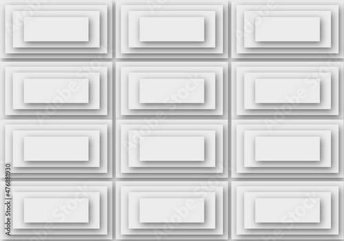 Fondo blanco de pared con rectángulos superpuestos.  photo