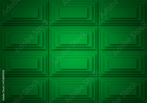 Fondo verde de pared con rectángulos superpuestos.  photo