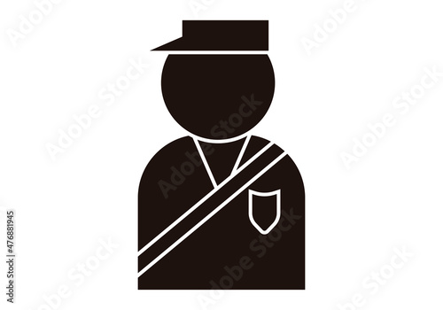 Icono negro de policía en fondo blanco.