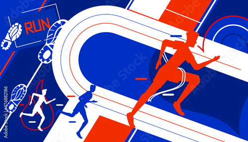 Running abstract background design. Vector illustration of sports concept.