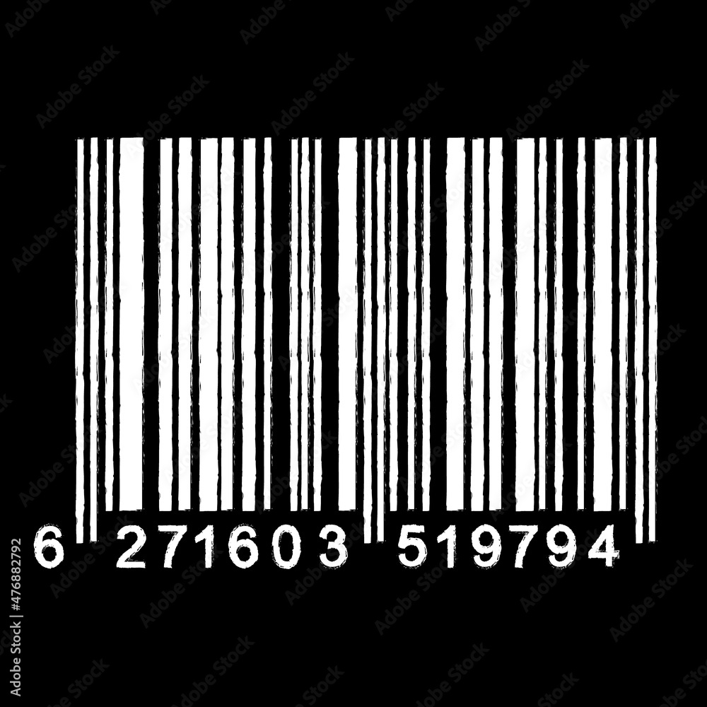 Bar Code isolated on black background. Universal Product Scan Code in doodle style. Bar Code isolated on black background. Universal Product Scan Code in doodle style.