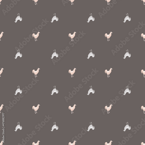 Seamless pattern of rooster. Domestic animals on colorful background. Vector illustration for textile. © Lidok_L