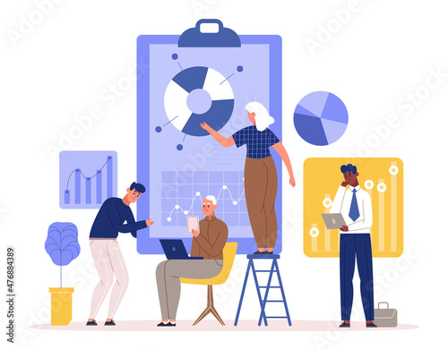 Budget financial management, cost analysis and value engineering. Corporate or personal budget management vector illustration. Financial income managing