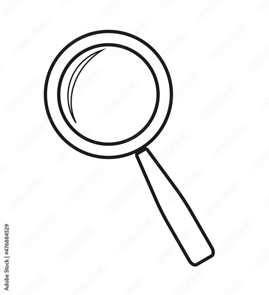 Magnifying glass thin icon on white background Magnifying glass thin icon on white background