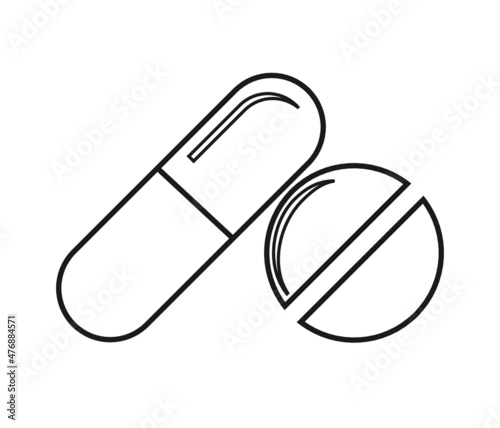 Medicine pills thin icon vector illustration on white background