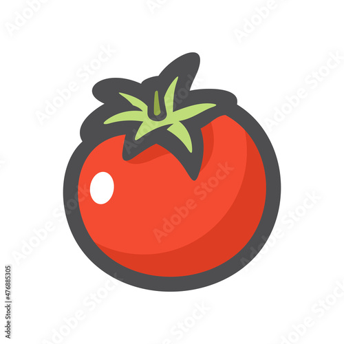 Tomato red vegetable Vector icon Cartoon illustration