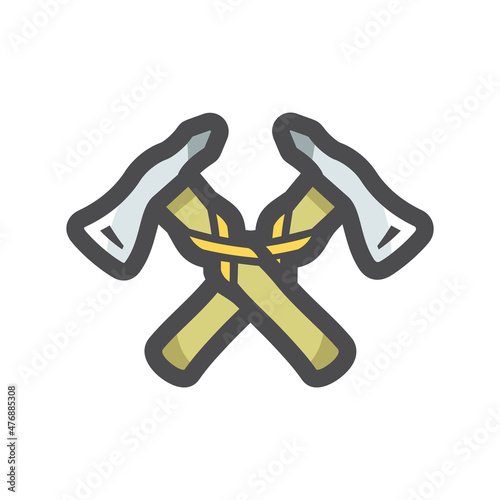 Indian Crossed Axes Vector icon Cartoon illustration