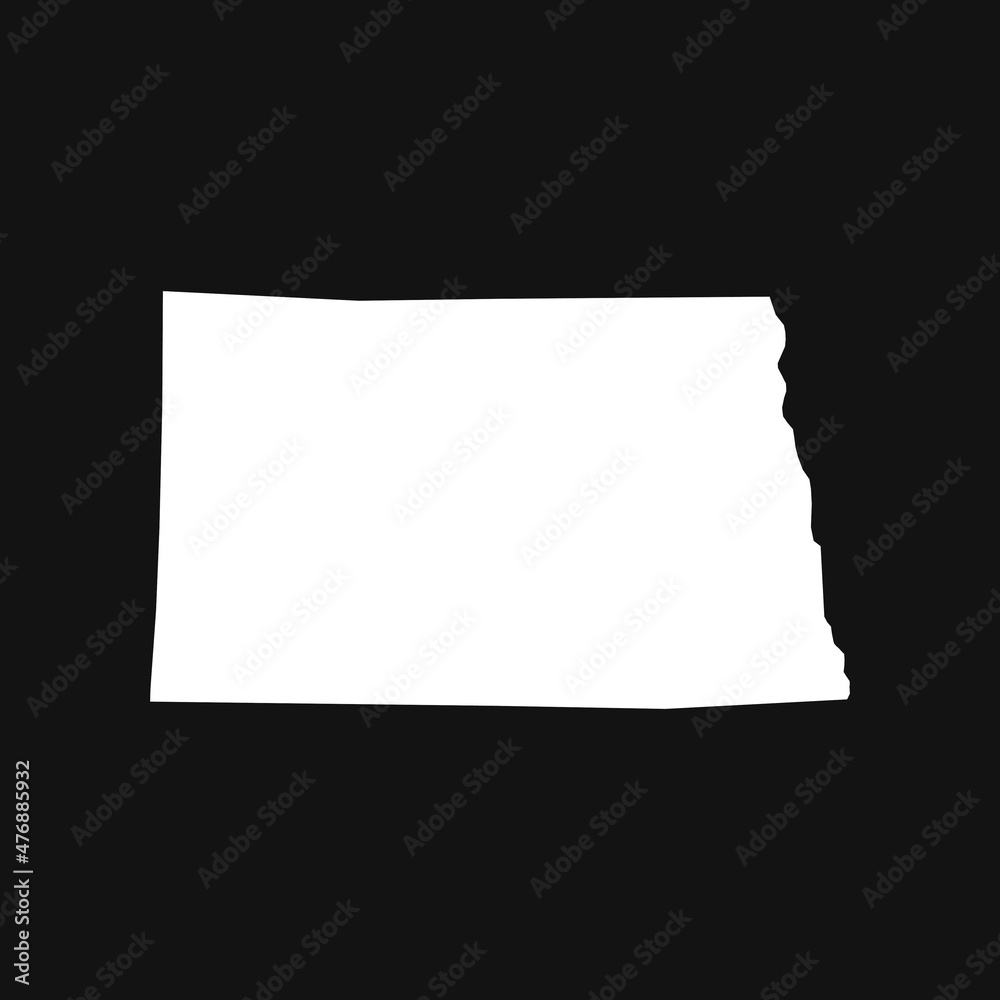 North Dakota map on black background North Dakota map on black background
