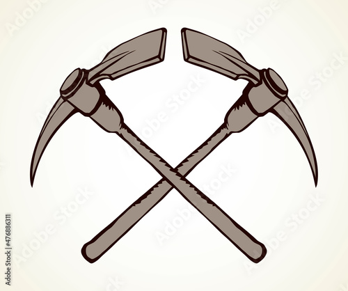 Pick axe icon. Vector drawing sign