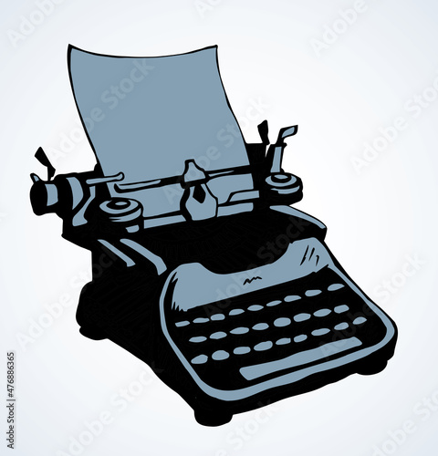 Vintage typewriter. Vector drawing icon