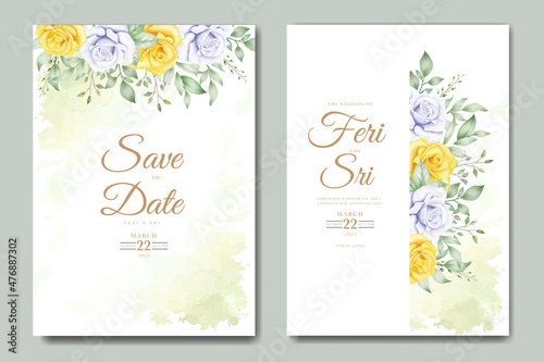 Wallpaper Mural elegant blue floral wedding invitation template Torontodigital.ca
