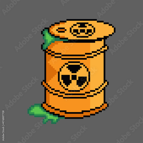 Toxic Radioactive Nuclear Waste Barrel Pixel Art For Games