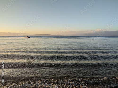Foto hermoso atardecer en la playa el  palmar de ocoa