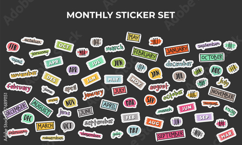A collection of cute hand drawing monthly planner vector graphic templates, to do list, schedule, organizer, reminder and motivational word in cute illustration and lettering