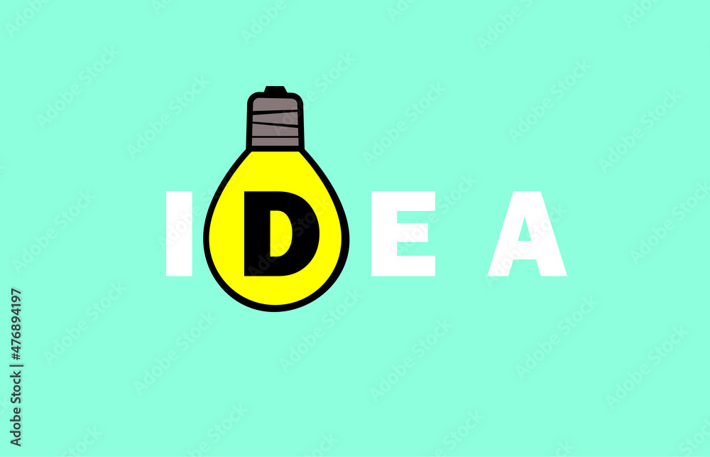 Background in the form of an inscription with a bright light bulb. The concept of ideation or a new idea Background in the form of an inscription with a bright light bulb. The concept of ideation or a new idea