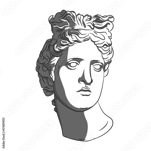 The woman's bust is isolated on a white background, and there is room for an inscription.