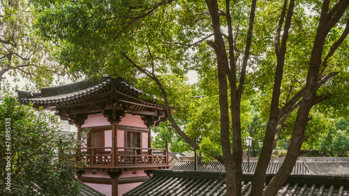 Traditional Chinese architecture at Hanshan Temple, in Suzhou, China