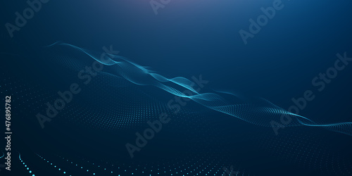Abstract particular digital background hi-tech and scientific technology data line connect. particular wave dynamic mesh big data technology illustration background. 3d render particular line bg. 