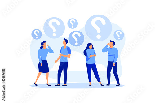 communication of people in search of solutions to problems, use in web-projects and applications, collective thinking vector flat modern design illustration